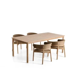 Tuinset Met Sori tuintafel en 4 Arinella stoelen, 200 x 100cm, kleur Beige