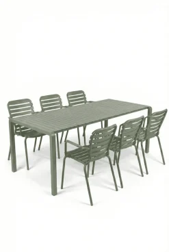 Tuinset Vondel Met tuintafel en 6 stoelen met armleuning, 214 x 97cm