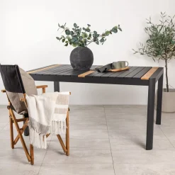 Tuintafel Lynnetta Aluminium en teakhout, kleur Zwart