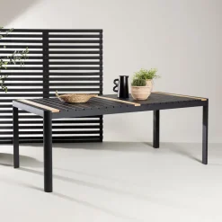 Tuintafel Lynnetta Aluminium en teakhout, kleur Zwart