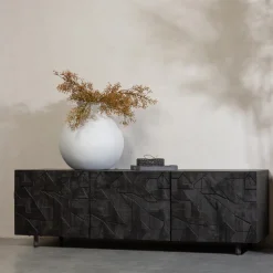 TV-meubel Counter Mangohout, 160cm, kleur zwart