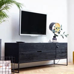 TV-meubel Silas Eiken 180cm, kleur zwart