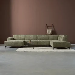 U-Bank River 368cm, Chenille, kleur Groen