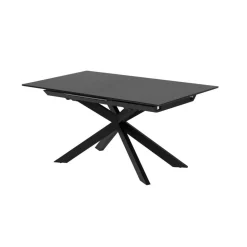 Uitschuifbare Eettafel Atminda 160-210 x 90cm, kleur zwart glas