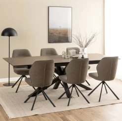 Uitschuifbare Eettafel Line Keramiek, kleur Bruin