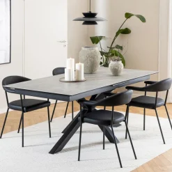 Uitschuifbare Eettafel Line Keramiek, kleur Grijs