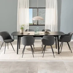 Uitschuifbare Eettafel Montreux Eiken 180-219 x 90cm, kleur zwart