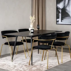 Uitschuifbare Eettafel Tenequa MDF, 120/160 x 80cm, kleur Zwart