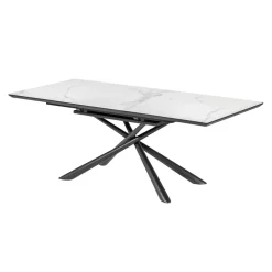 Uitschuifbare Eettafel Theone Keramiek met marmerlook, 160-210 x 90cm