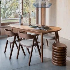 Uitschuifbare Ovale Eettafel Twist 185-240 x 90cm