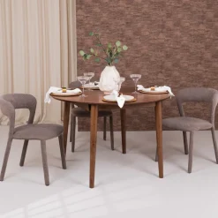 Uitschuifbare Ronde Eettafel Montreux Walnoot, 115-154 x 115cm, kleur Bruin