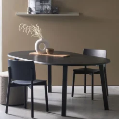 Uitschuifbare Ronde Eettafel Lange Jan Eiken, 120-200 x 120cm, kleur blacknight