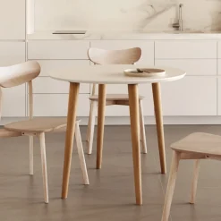 Uitschuifbare Ronde Eettafel Oqui 90 - 170 x 90cm, kleur Wit