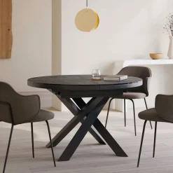 Uitschuifbare Ronde Eettafel Vashti Keramiek, 120-160 x 120cm