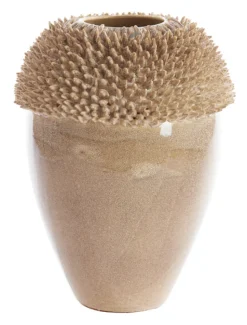 Vaas Sangku Keramiek, 48cm hoog, kleur Taupe