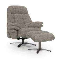 Verstelbare Fauteuil Caleb Met voetenbank, Bouclé