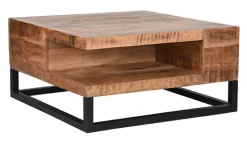 Vierkante Salontafel Cube Rough Mangohout, 80 x 80cm