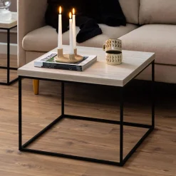 Vierkante Salontafel Maresa Travertine-look, 60 x 60cm