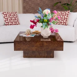 Vierkante Salontafel Quinn 90 x 90cm, kleur Walnoot