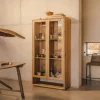 Vitrinekast Alguema Eiken en glas, 185 x 100cm