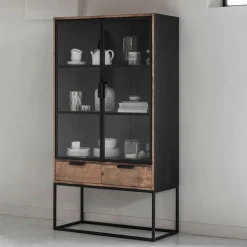 Vitrinekast Cosmo Teakhout, 180 x 100cm