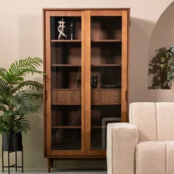 Vitrinekast Jule Eiken en glas, 180 x 100cm