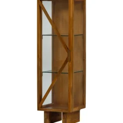 Vitrinekast Kella Mangohout en glas, 137 x 40cm