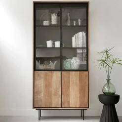 Vitrinekast Metropole Teakhout, 210 x 100cm