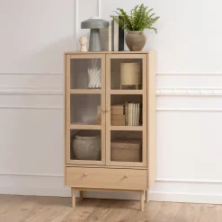 Vitrinekast Ove Eiken Whitewash, 145 x 80cm