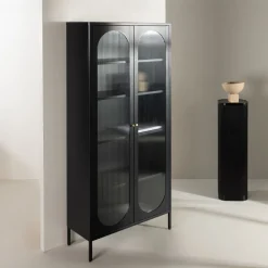 Vitrinekast Tilla Staal en glas, 180 x 80cm