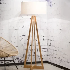 Vloerlamp Everest Bamboe en Eco linnen