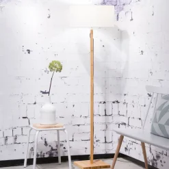 Vloerlamp Fuji Bamboe en Eco linnen