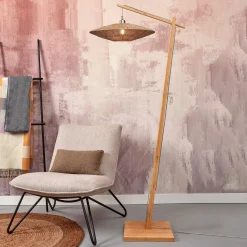 Vloerlamp Iguazu Bamboe en jute, 176cm
