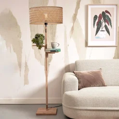 Vloerlamp Java Met 2 plankjes, Bamboe