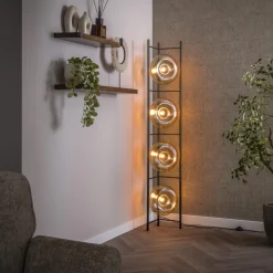 Vloerlamp Montrell Amber glas, 4-lamps