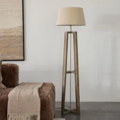 Vloerlamp Royalton Mangohout, 134cm (excl. kap)