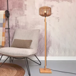 Vloerlamp Tanami Bamboe en rotan, 130cm