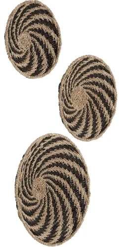 Wanddecoratie Whirl Zeegras, Set van 3 stuks