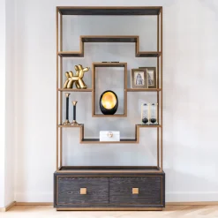 Wandkast Hunter Eiken, kleur Zwart / Goud