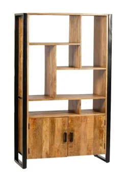 Wandkast Nairobi Mangohout en staal, 180 x 110cm