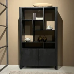 Wandkast Norris Mangohout en staal, 180 x 110cm