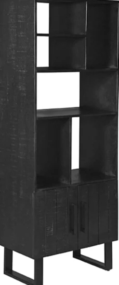 Wandkast Santos 190 x 74cm, Mangohout, kleur Zwart