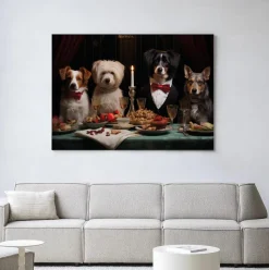 Wandkleed A Dog Dinner in maat en frame naar keuze