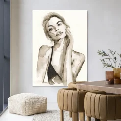 Wandkleed A Womans Face in maat en frame naar keuze