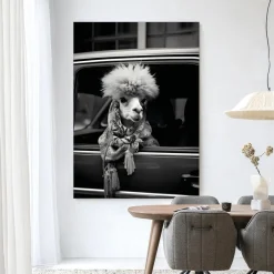 Wandkleed Alpaca In Taxi in maat en frame naar keuze
