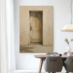 Wandkleed Beige Door in maat en frame naar keuze