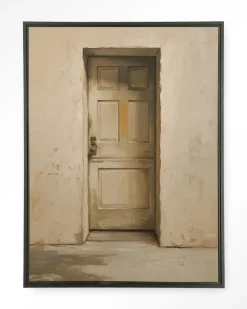 Wandkleed Beige Door in maat en frame naar keuze