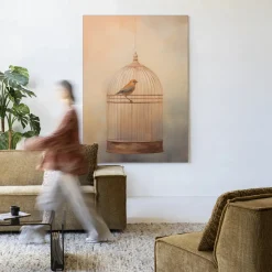 Wandkleed Bird Cage in maat en frame naar keuze