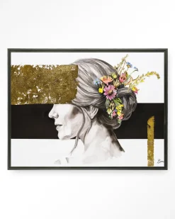 Wandkleed Blooming In Gold in maat en frame naar keuze
