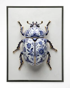 Wandkleed Blue Beatle in maat en frame naar keuze